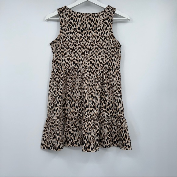 NWT Love, Fire Tiered Tank in Leopard Print Jersey Brown Medium - Picture 2 of 3